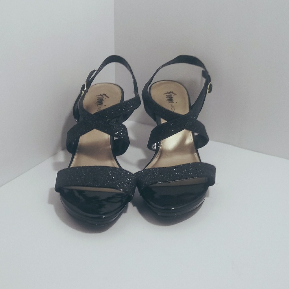Fioni Night Black Sparkly Heels size 10